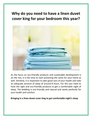 Why do you need to have a linen duvet cover king for your bedroom this year?