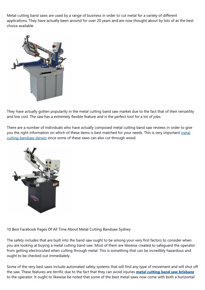 metal cutting band saws are used by a range