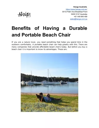 Benefits of Having a Durable and Portable Beach Chair