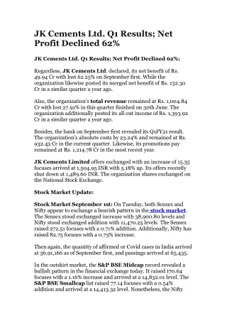 jk cements ltd q1 results net profit declined 62