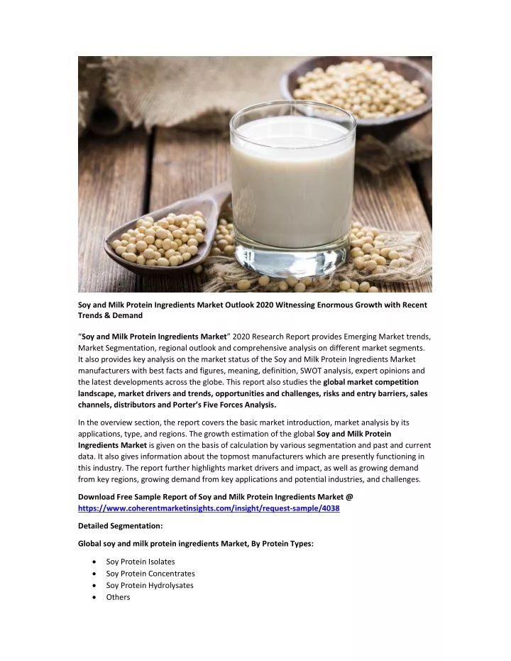 soy and milk protein ingredients market outlook