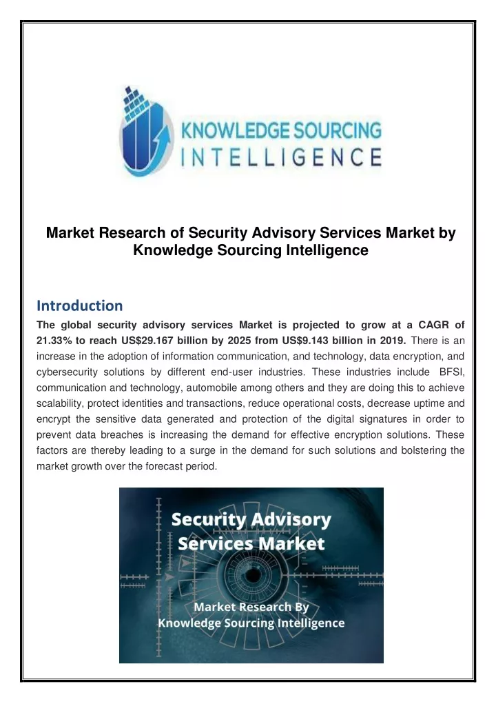 market research of security advisory services