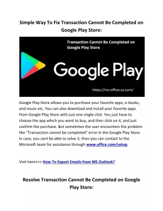 simple way to fix transaction cannot be completed