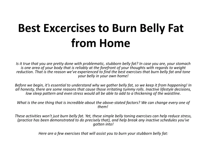 best excercises to burn belly fat from home