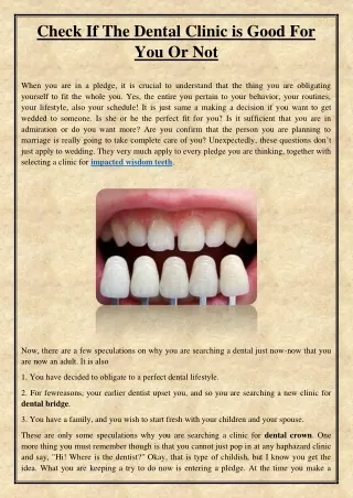 check if the dental clinic is good for you or not