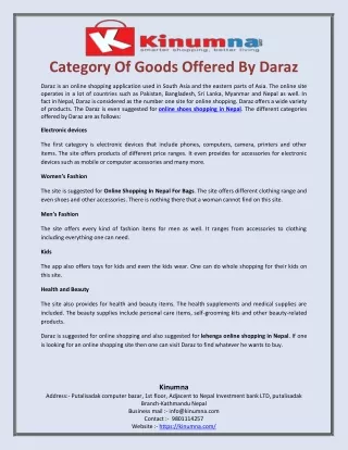 Category Of Goods Offered By Daraz