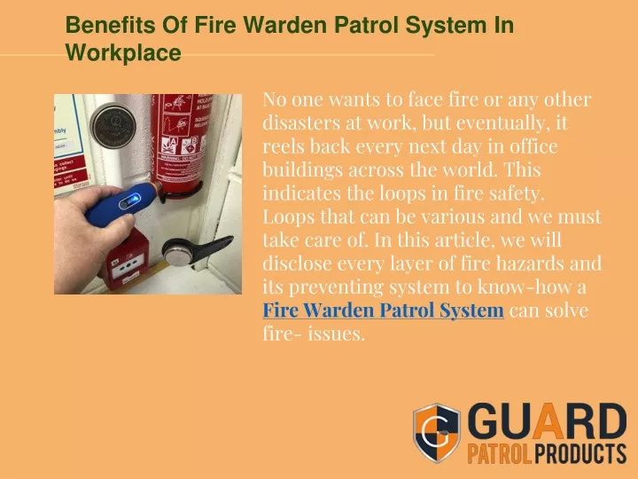 benefits of fire warden patrol system in workplace