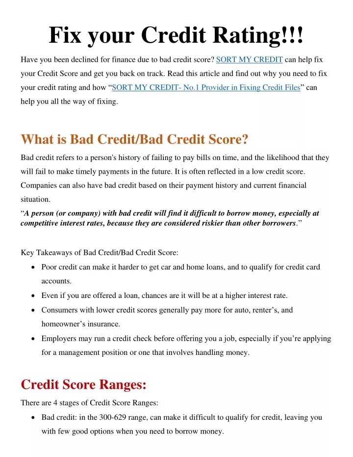 fix your credit rating