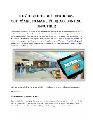 Key Benefits of QuickBooks Software to Make Your Accounting Smoother