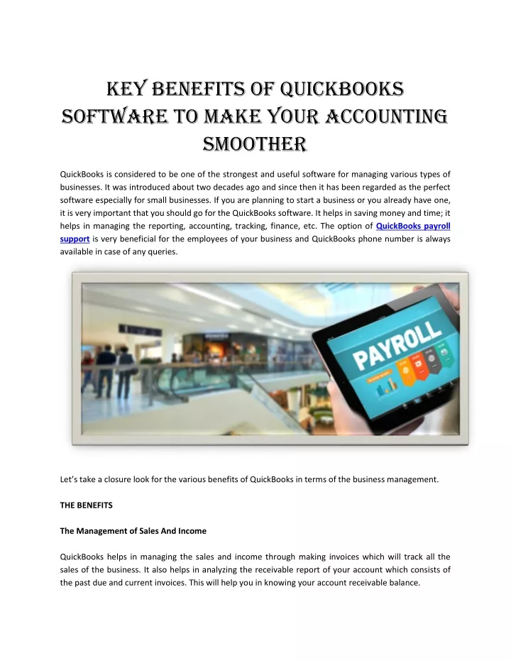 key benefits of quickbooks software to make your
