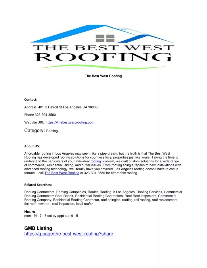 the best west roofing