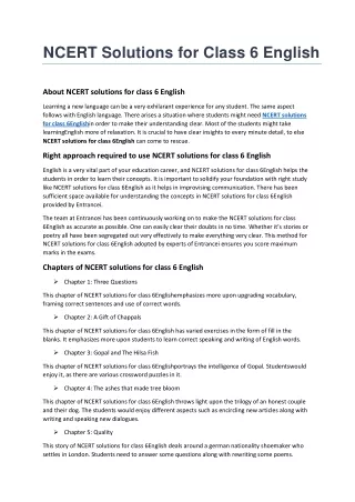 NCERT Solutions for Class 6 English