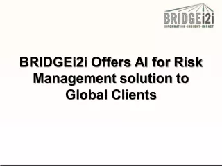 BRIDGEi2i Offers AI for Risk Management solution to Global Clients