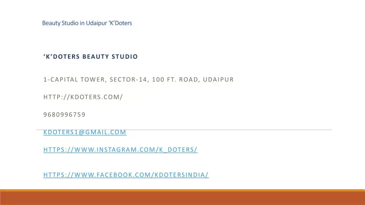 beauty studio in udaipur k doters