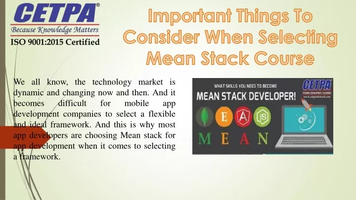 important things to consider when selecting mean