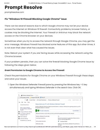 Quick Methods to fix Firewall Blocking Google Chrome