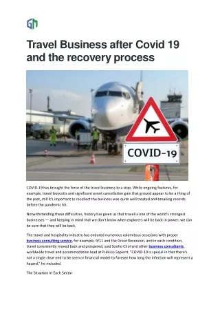 Travel Business After Covid 19 and the Recovery Process