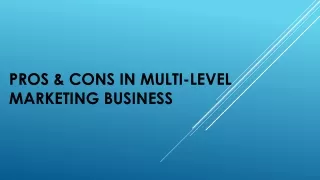 pros cons in multi level marketing business