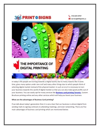 The importance of Digital printing