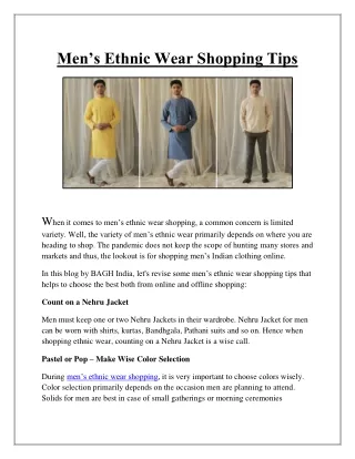 Men’s Ethnic Wear Shopping Tips