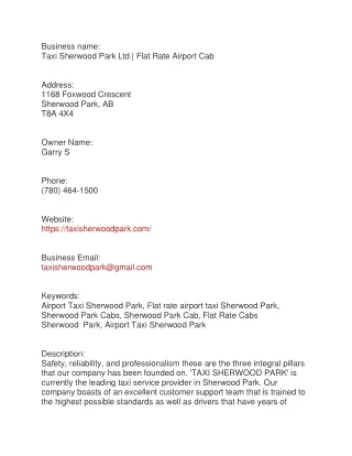 Taxi Sherwood Park Ltd | Flat Rate Airport Cab