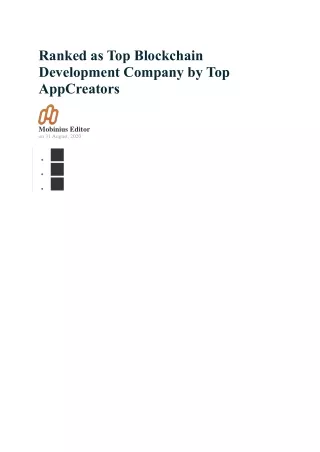 Ranked as Top Blockchain Development Company by Top AppCreators