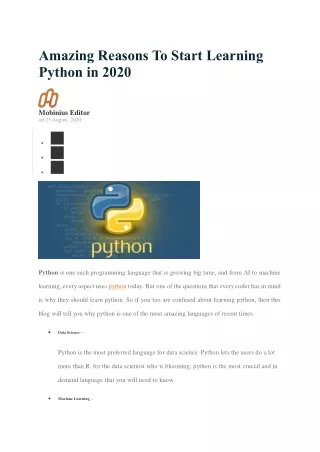 Amazing Reasons To Start Learning Python in 2020