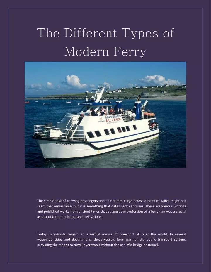 the different types of modern ferry