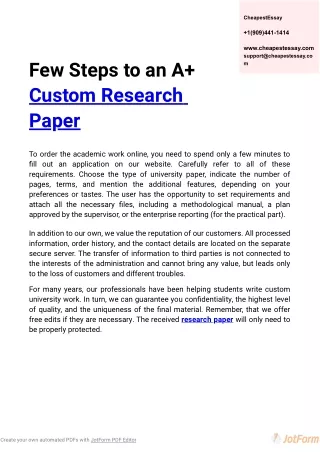 Few Steps to an A  Custom Research Paper - Cheapestessay.com