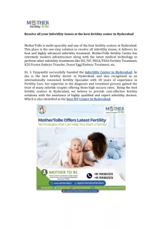 resolve all your infertility issues at the best