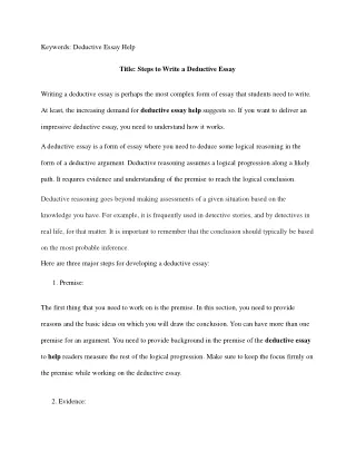 keywords deductive essay help