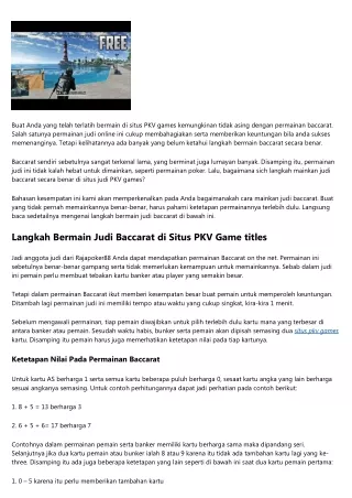 Ini Langkah Cara Bermain Baccarat di Situs PKV Games Rajapoker88