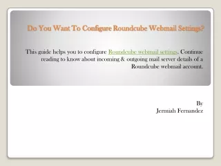 do you want to configure roundcube webmail settings