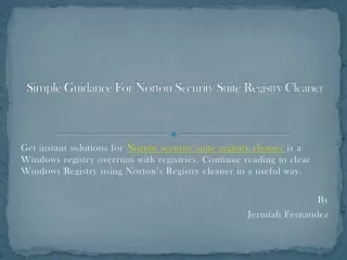simple guidance for norton security suite registry cleaner