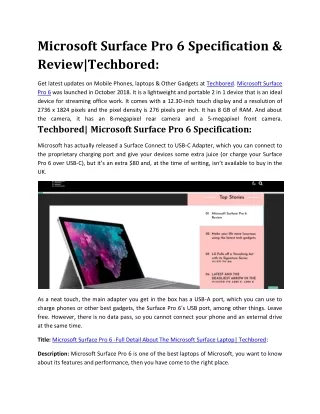 microsoft surface pro 6 specification review
