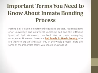 Important Terms You Need to Know About Inmate Bonding Process