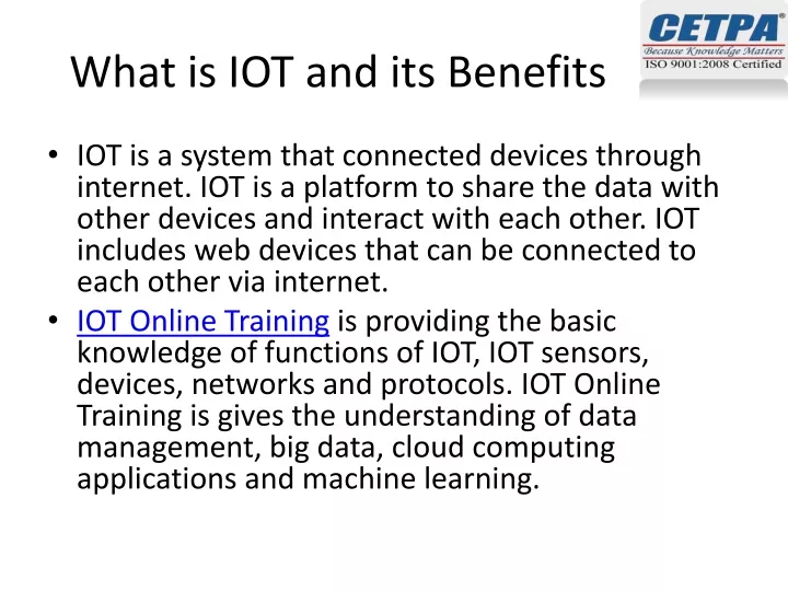 what is iot and its benefits