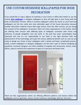 Use Custom Designer Wallpaper For Door Decoration