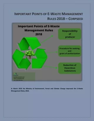 IMPORTANT POINTS OF E-WASTE MANAGEMENT RULES 2018 – CORPSEED