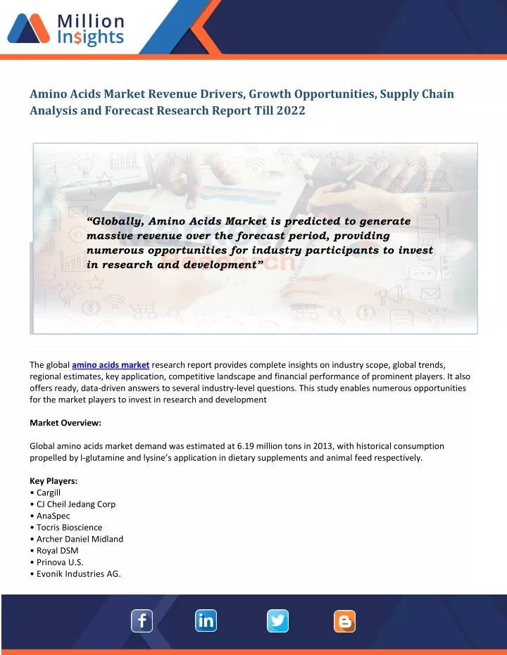 amino acids market revenue drivers growth