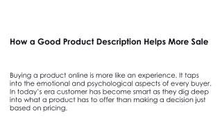 How a Good Product Description Helps More Sale | Content Writing US
