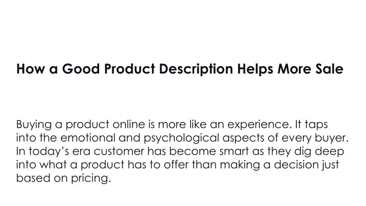 how a good product description helps more sale