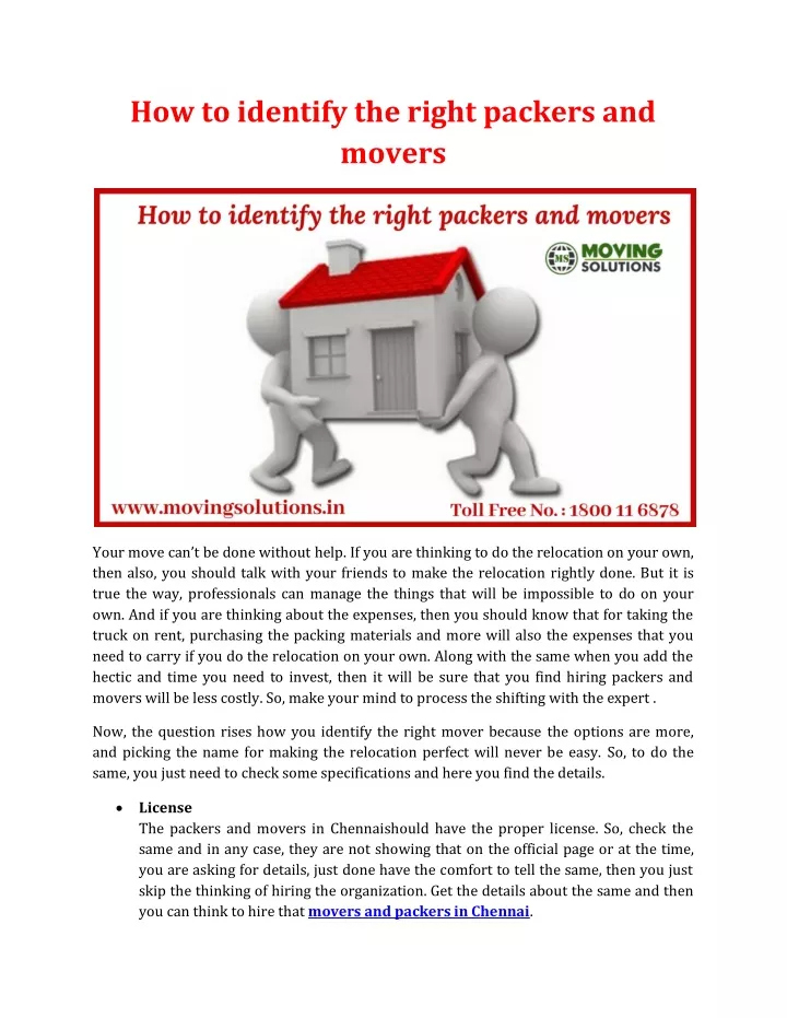 how to identify the right packers and movers