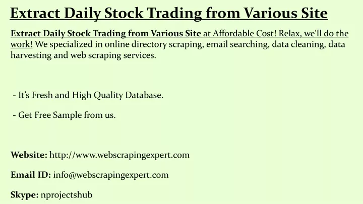 extract daily stock trading from various site
