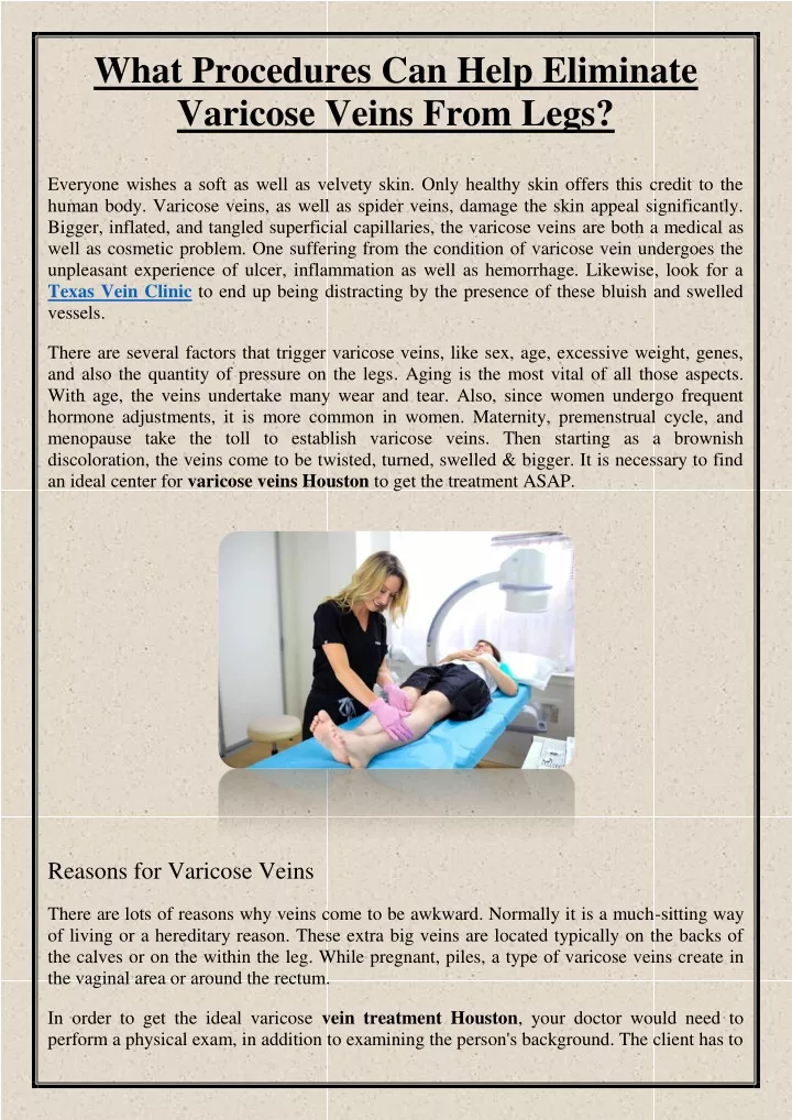 what procedures can help eliminate varicose veins