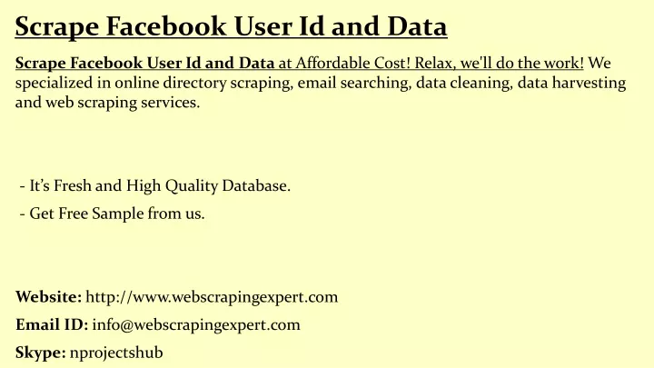 scrape facebook user id and data