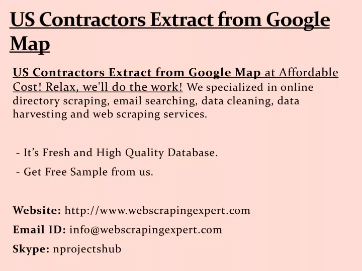 us contractors extract from google map