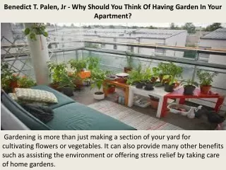 benedict t palen jr why should you think of having garden in your apartment