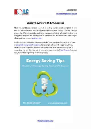 Energy Saving Efficiency | Energy Saving Spring TX – KAC Express