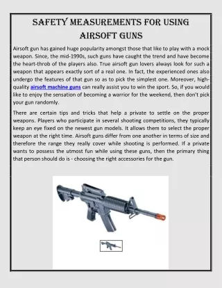 Safety Measurements For Using Airsoft Guns
